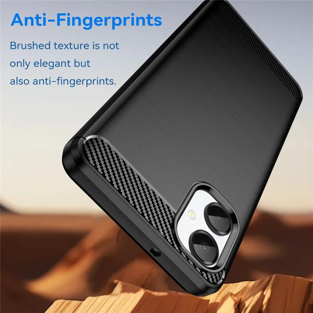 For Samsung Galaxy A06 5G Case Protective Phone Cover Carbon Fiber Texture Brushed - Black - 4