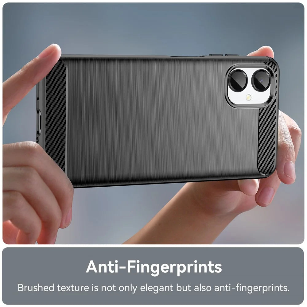 For Samsung Galaxy A06 5G Case Protective Phone Cover Carbon Fiber Texture Brushed - Black - 6
