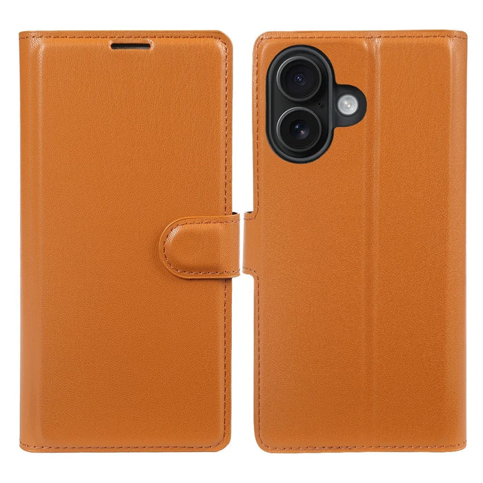 For iPhone 16 Stand Case Biobased Eco-Friendly RPET RPVB Slim Phone Cover with Wallet - Orange - 1