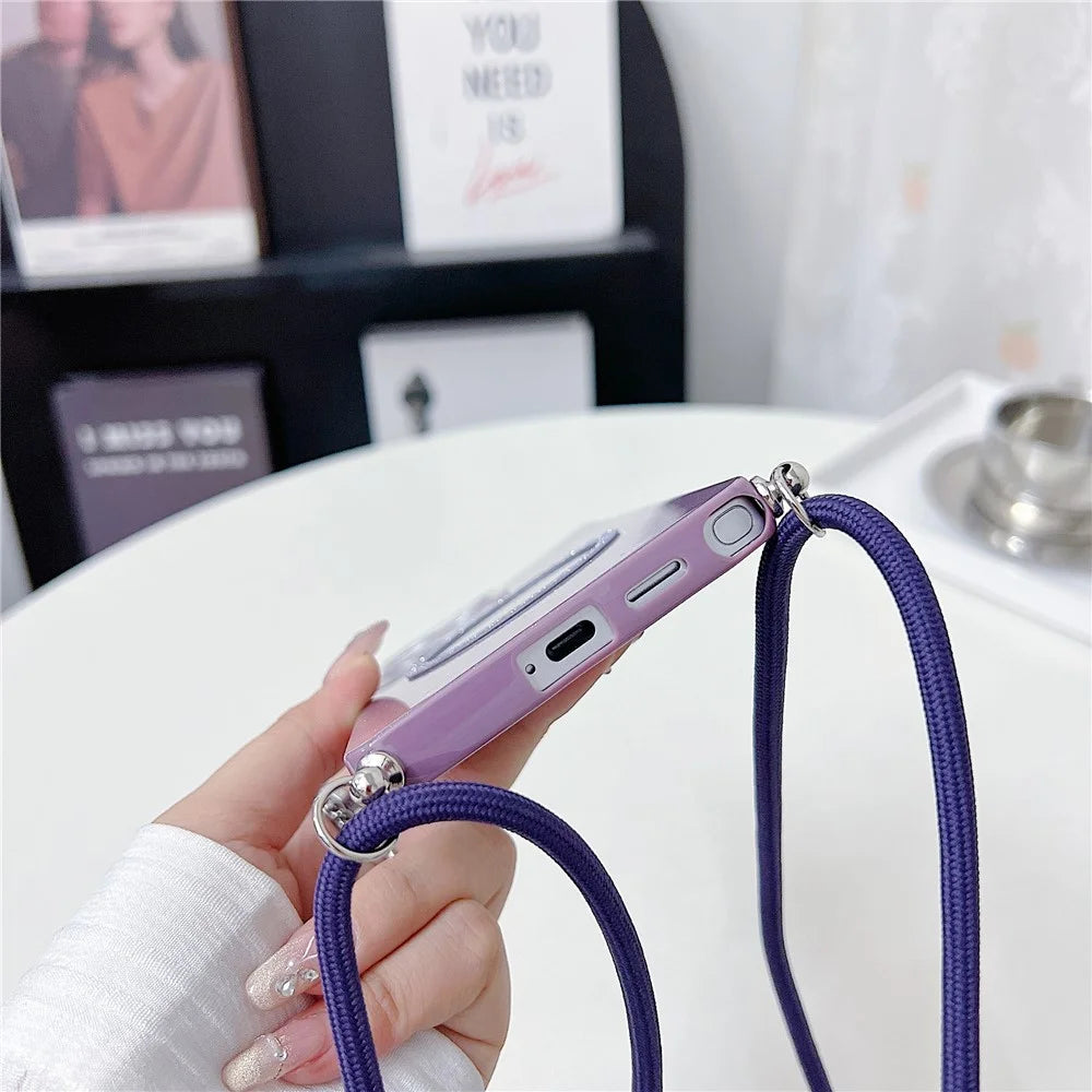 For Samsung Galaxy S25 Ultra Magnetic Case Glitter Design TPU + Acrylic Phone Back Cover with Lanyard - Purple - 4