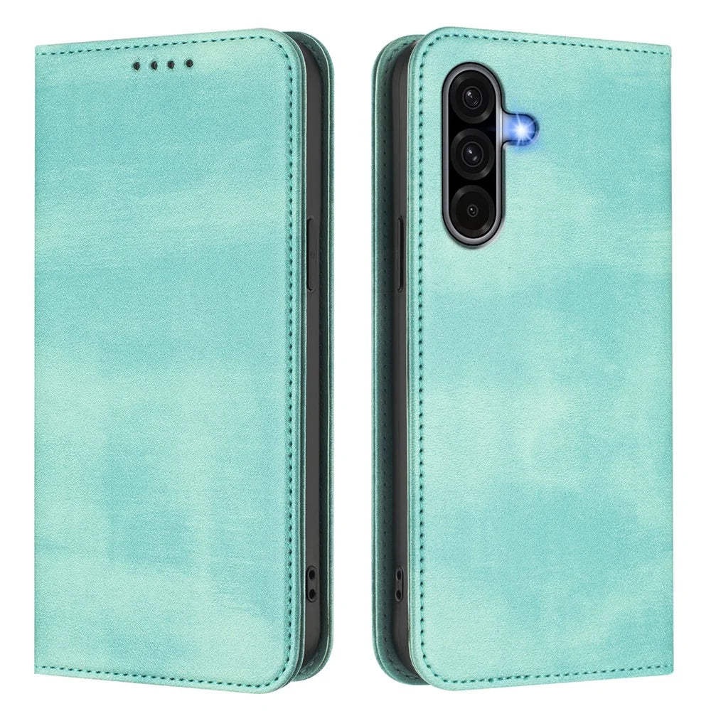For Samsung Galaxy A37 5G / A56 5G / A36 5G Wallet Case Retro Texture RFID Blocking Leather Phone Cover - Mint Green - 1