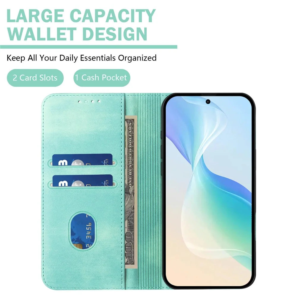 For Samsung Galaxy A37 5G / A56 5G / A36 5G Wallet Case Retro Texture RFID Blocking Leather Phone Cover - Mint Green - 6