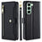 For Infinix Hot 50 4G Leather Case Zipper Pocket Wallet Phone Cover with 2 Straps - Black - 1