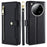 For Infinix Zero 40 4G Leather Case Zipper Pocket Wallet Phone Cover with 2 Straps - Black - 1