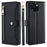 For itel A50C Leather Case Zipper Pocket Wallet Phone Cover with 2 Straps - Black - 1