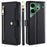For TECNO Pova 6 Neo Leather Case Zipper Pocket Wallet Phone Cover with 2 Straps - Black - 1