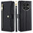 For TECNO Spark 30C 4G Leather Case Zipper Pocket Wallet Phone Cover with 2 Straps - Black - 1