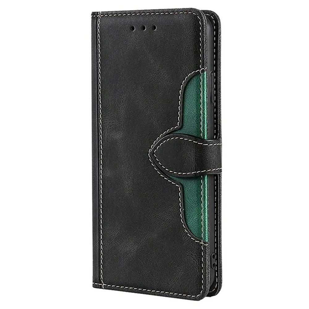 For TECNO Spark 30C 4G Case Leather Wallet Phone Cover with Straw Hat Magnetic Clasp - Black - 7