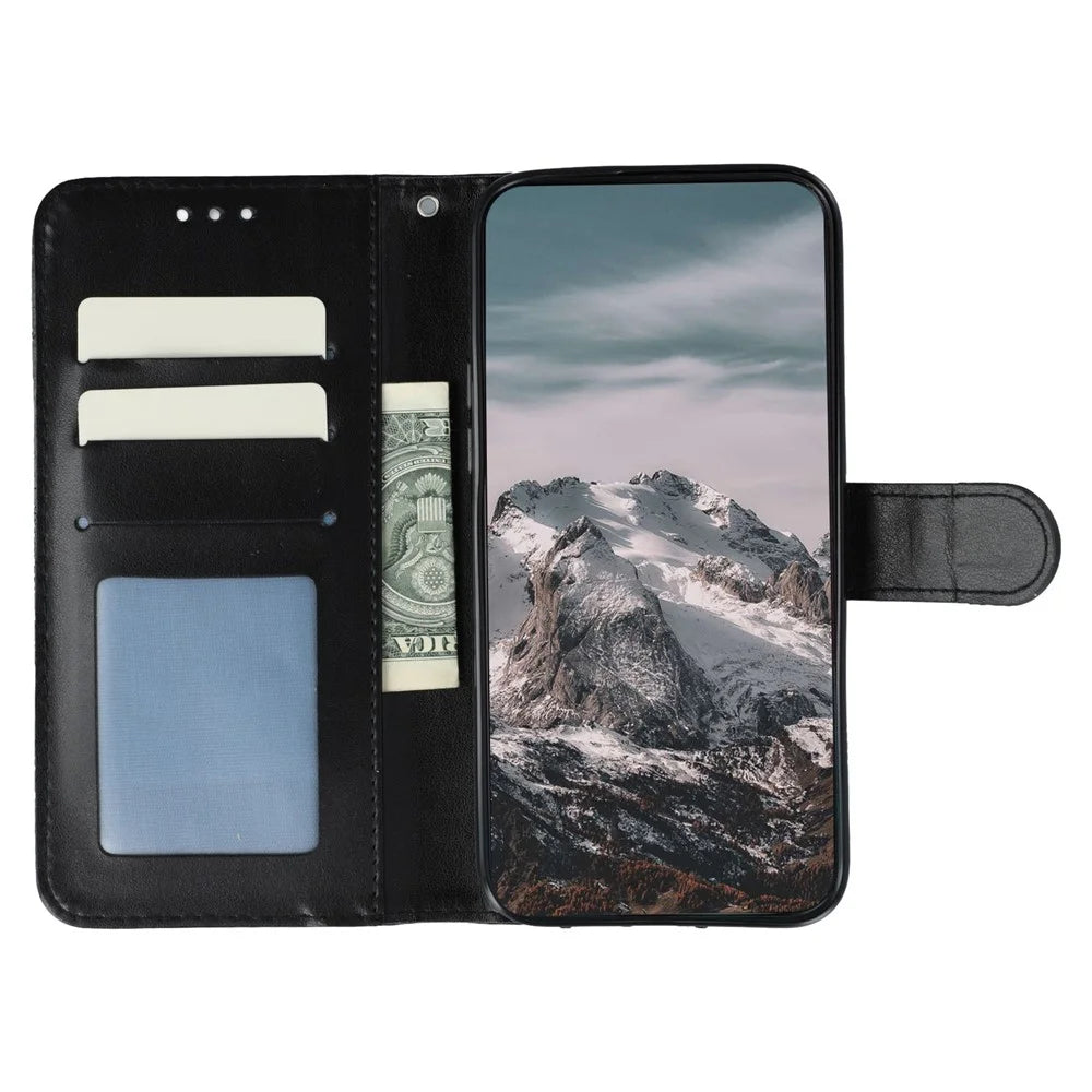 For Samsung Galaxy Xcover7 Case PU Leather Mandala Imprinted Design Wallet Phone Cover - Black - 2