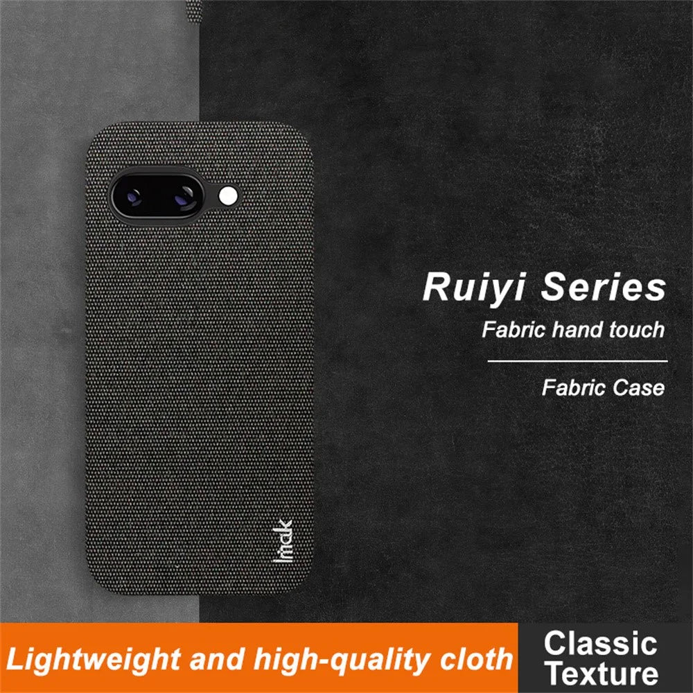 IMAK Ruiyi Series for Google Pixel 9a Case Fabric Texture Leather+PC Phone Back Cover - Black - 2