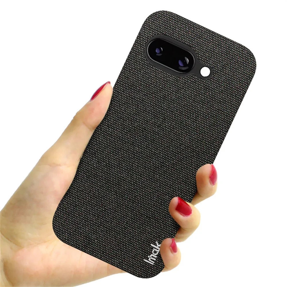IMAK Ruiyi Series for Google Pixel 9a Case Fabric Texture Leather+PC Phone Back Cover - Black - 5