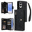 For Samsung Galaxy S25 Edge Case Zipper Wallet Leather Stand Phone Cover Rivet Decor - Black - 1