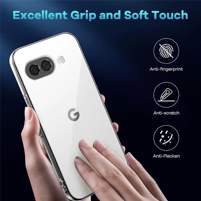 For Google Pixel 9a Case TPU Clear Phone Cover + 2PCS Tempered Glass Screen Film 2.5D Arc Edge - 2