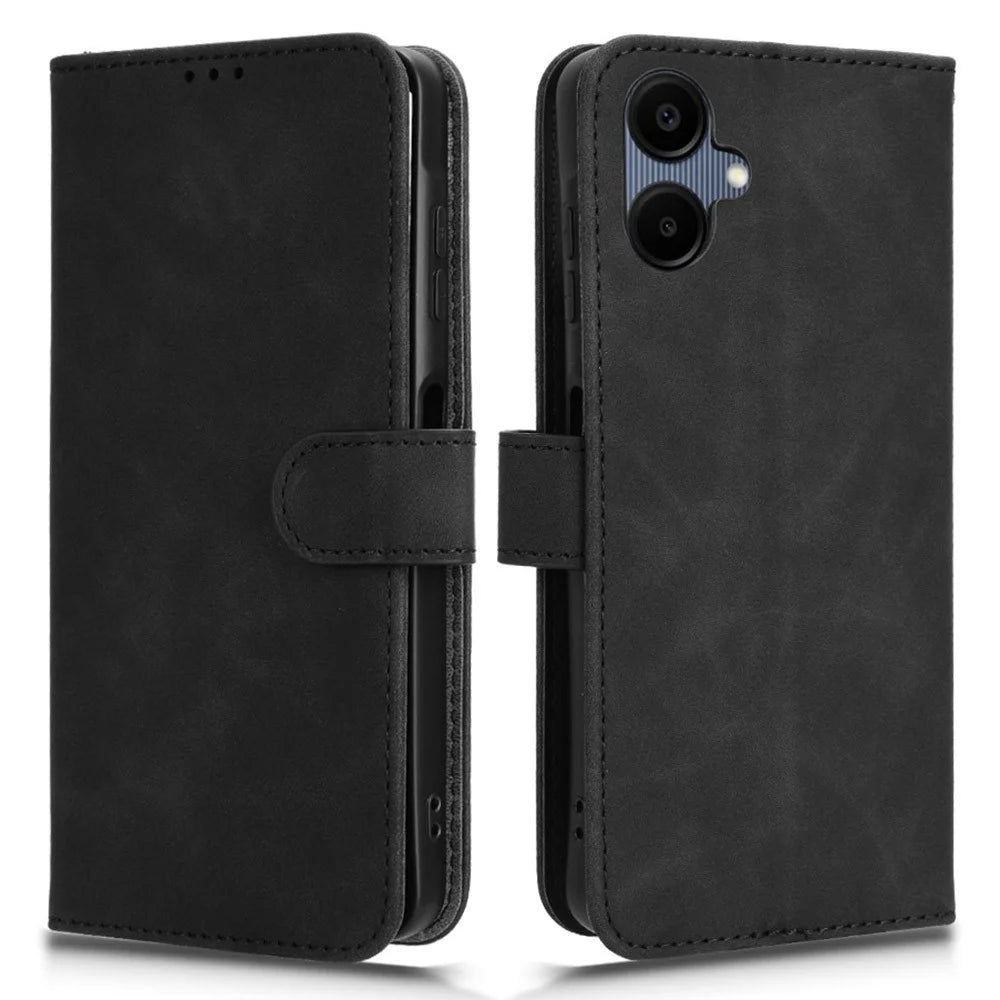 For Samsung Galaxy A06 5G Leather Case Skin Feel Anti Drop Wallet Flip Phone Cover - Black - 1