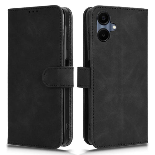 For Samsung Galaxy A06 5G Leather Case Skin Feel Anti Drop Wallet Flip Phone Cover - Black - 1