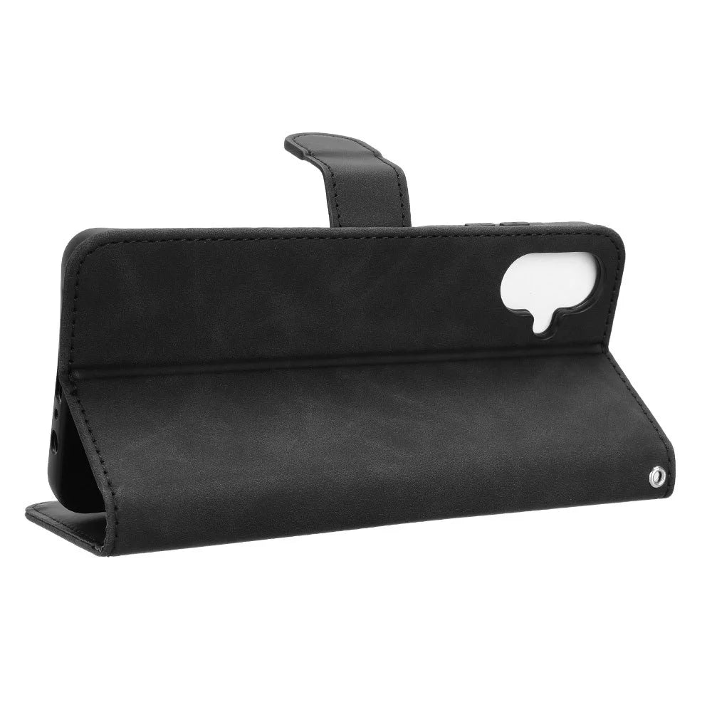 For Samsung Galaxy A06 5G Leather Case Skin Feel Anti Drop Wallet Flip Phone Cover - Black - 3