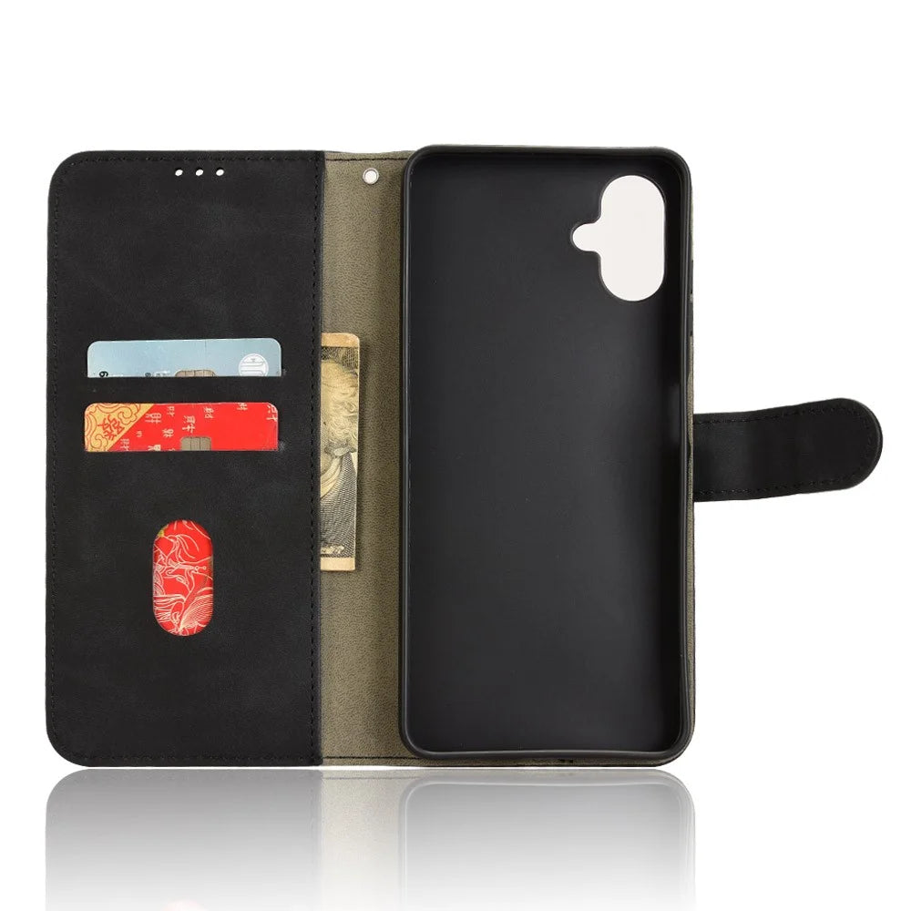For Samsung Galaxy A06 5G Leather Case Skin Feel Anti Drop Wallet Flip Phone Cover - Black - 4