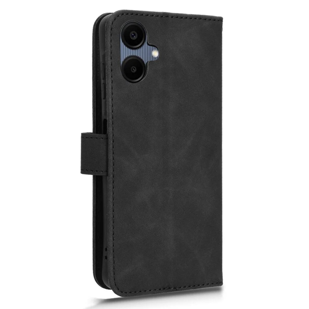 For Samsung Galaxy A06 5G Leather Case Skin Feel Anti Drop Wallet Flip Phone Cover - Black - 5