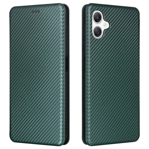 For Samsung Galaxy A06 5G Case Carbon Fiber Texture Drop-Proof PU Leather Phone Cover - Green - 1