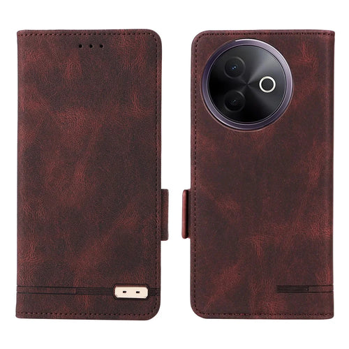 For vivo Y39 5G Case Leather Wallet Flip Phone Cover with Hardware Decor - Coffee - 1
