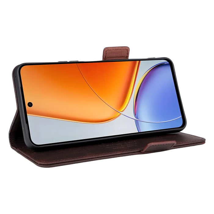For vivo Y39 5G Case Leather Wallet Flip Phone Cover with Hardware Decor - Coffee - 3
