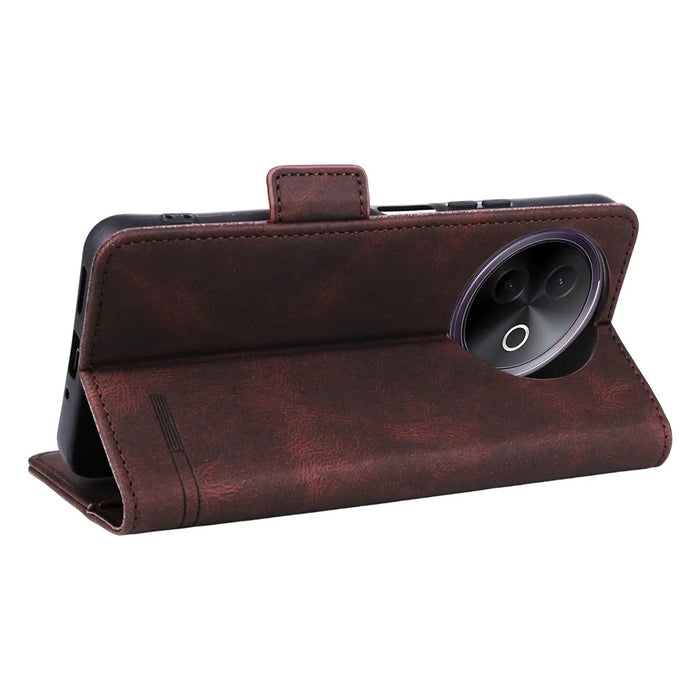 For vivo Y39 5G Case Leather Wallet Flip Phone Cover with Hardware Decor - Coffee - 4