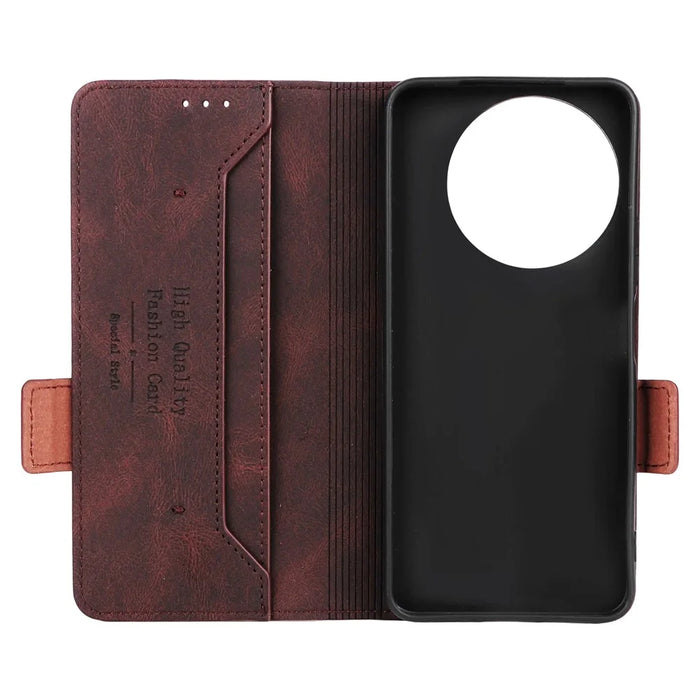 For vivo Y39 5G Case Leather Wallet Flip Phone Cover with Hardware Decor - Coffee - 5