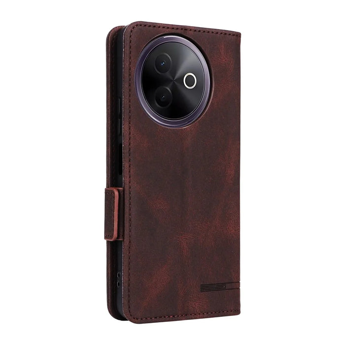 For vivo Y39 5G Case Leather Wallet Flip Phone Cover with Hardware Decor - Coffee - 7
