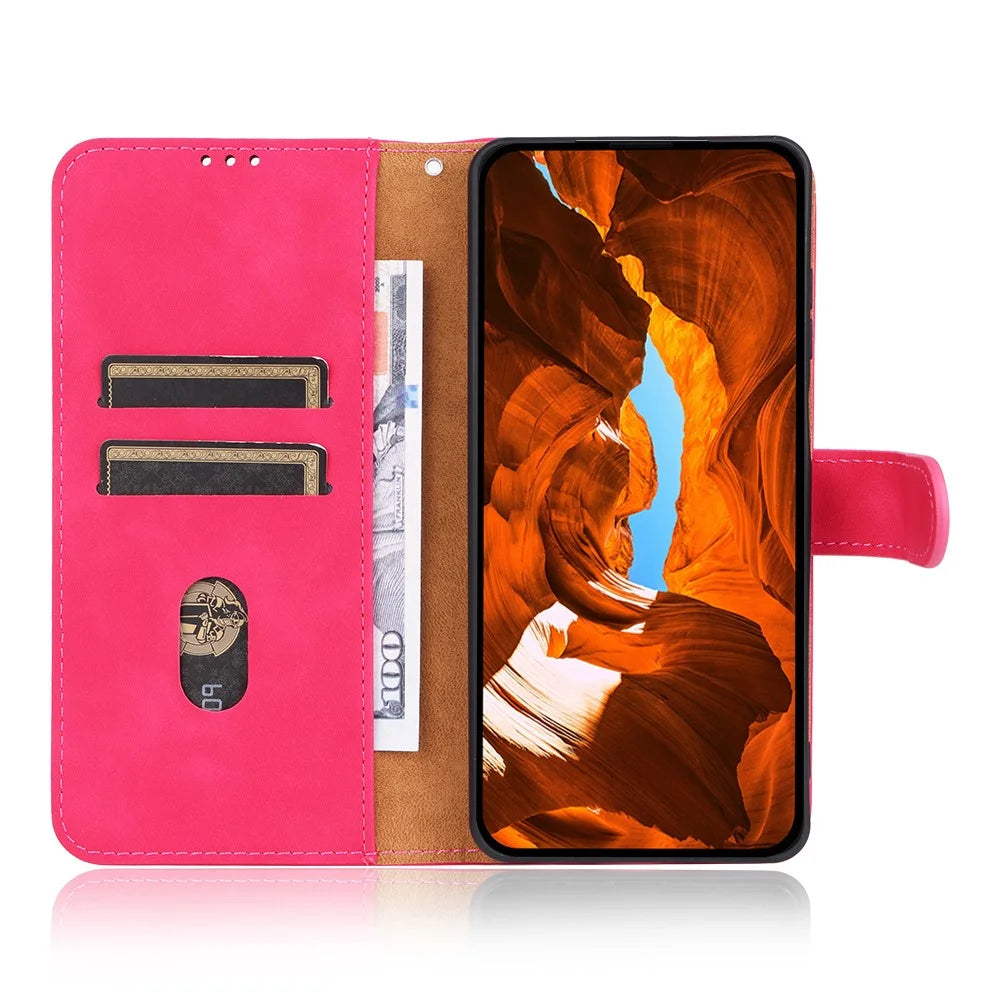 For Samsung Galaxy F06 5G  /  M06 5G Leather Case Skin Feel Anti Drop Wallet Flip Phone Cover - Rose - 2