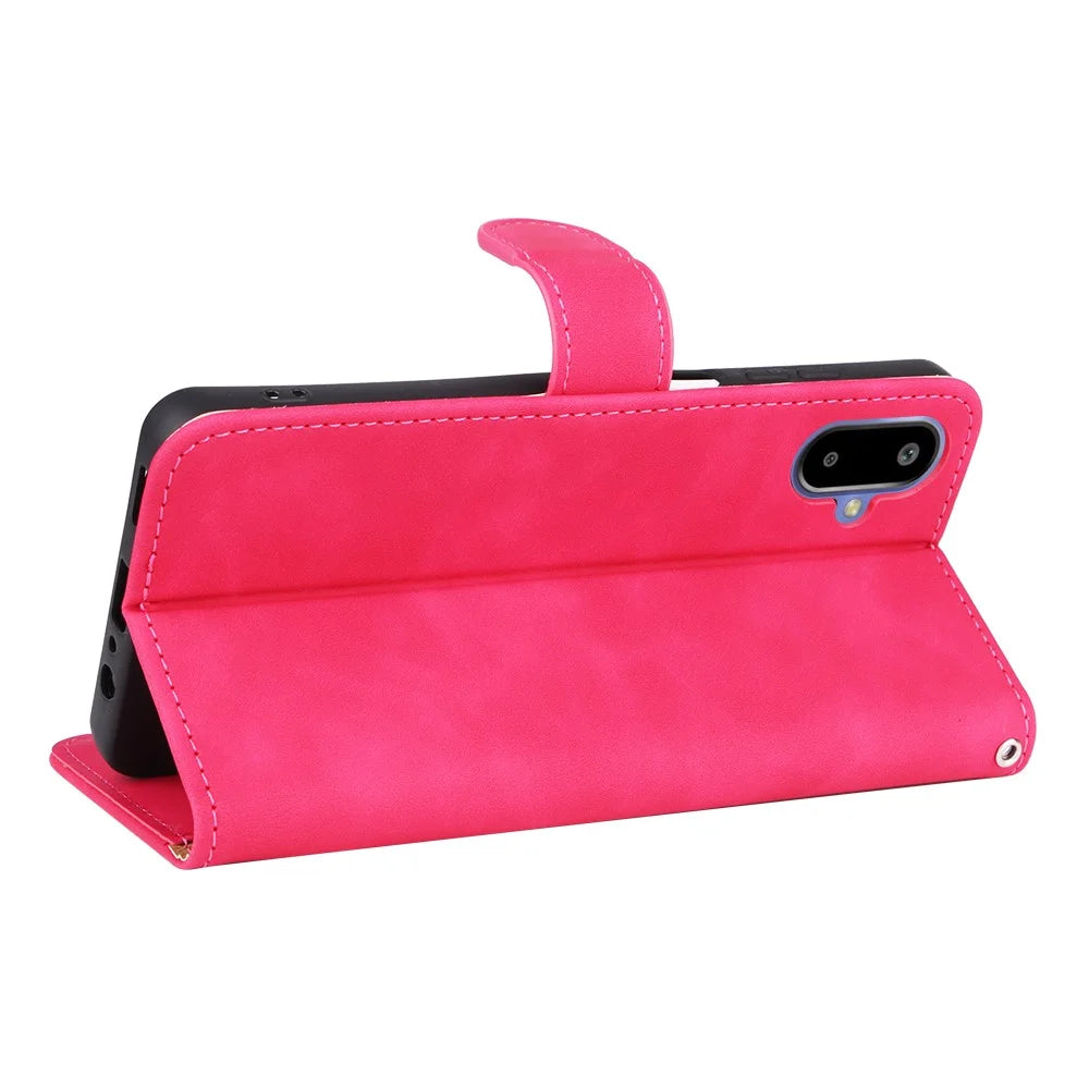 For Samsung Galaxy F06 5G  /  M06 5G Leather Case Skin Feel Anti Drop Wallet Flip Phone Cover - Rose - 3