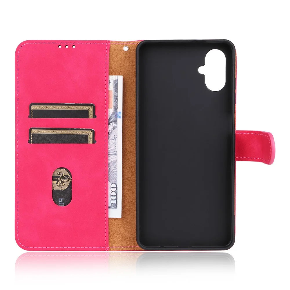 For Samsung Galaxy F06 5G  /  M06 5G Leather Case Skin Feel Anti Drop Wallet Flip Phone Cover - Rose - 4