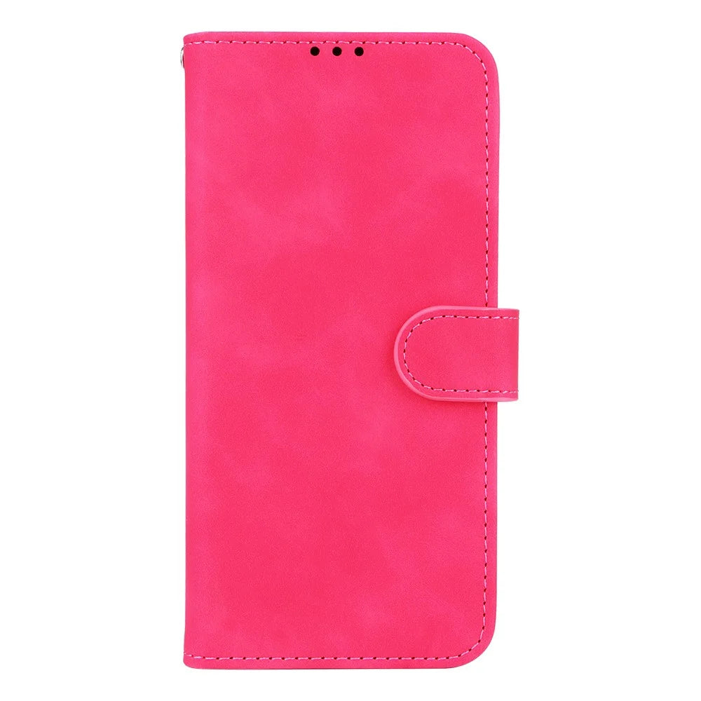 For Samsung Galaxy F06 5G  /  M06 5G Leather Case Skin Feel Anti Drop Wallet Flip Phone Cover - Rose - 5