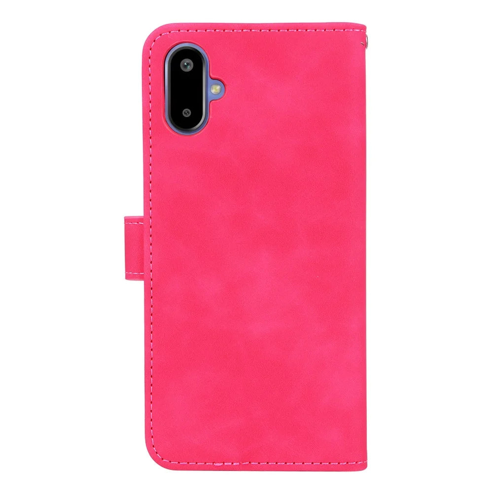 For Samsung Galaxy F06 5G  /  M06 5G Leather Case Skin Feel Anti Drop Wallet Flip Phone Cover - Rose - 6