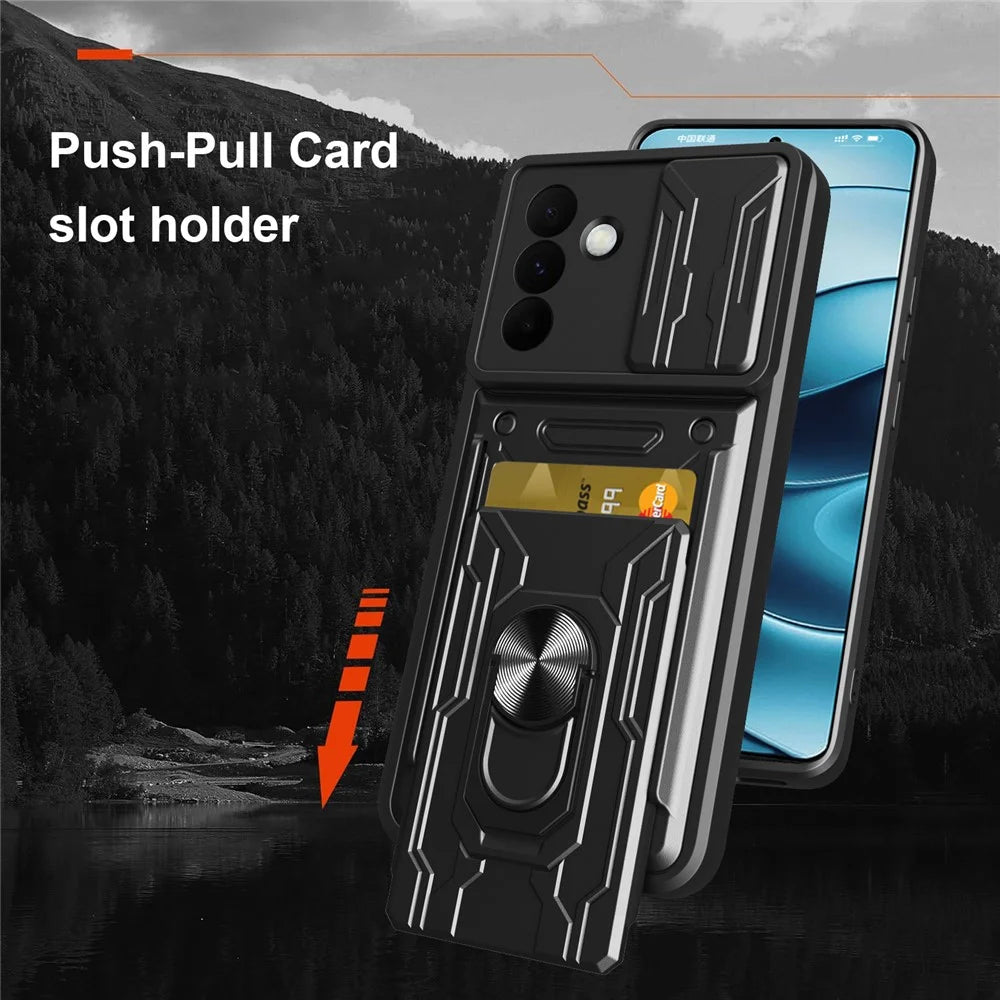 For Samsung Galaxy A36 5G Case PC + TPU Kickstand Phone Back Cover with Camera Slider - Black - 3