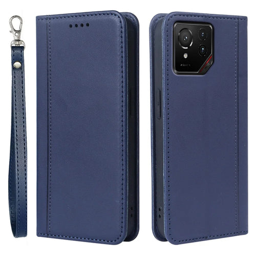 HX01 For Asus ROG Phone 9 5G Wallet Case Magnetic Closing PU Leather Phone Cover - Blue - 1