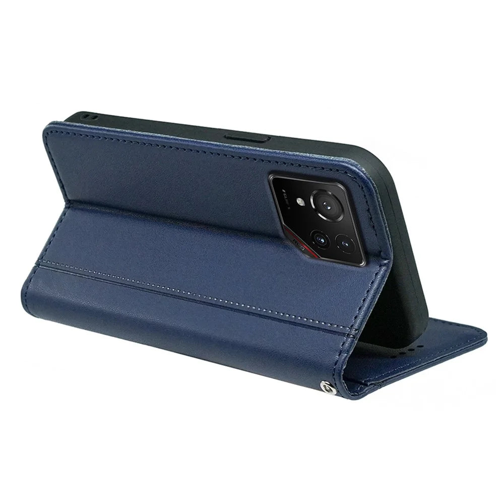HX01 For Asus ROG Phone 9 5G Wallet Case Magnetic Closing PU Leather Phone Cover - Blue - 3