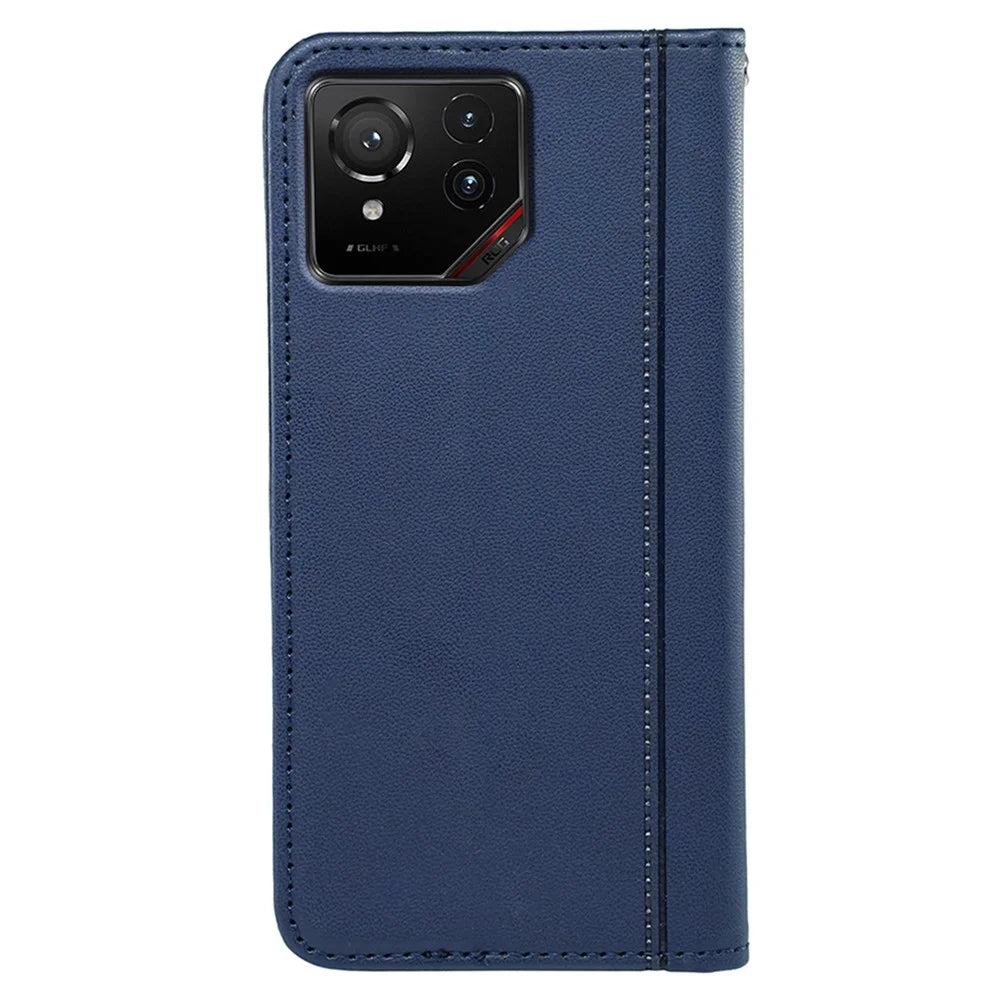 HX01 For Asus ROG Phone 9 5G Wallet Case Magnetic Closing PU Leather Phone Cover - Blue - 6
