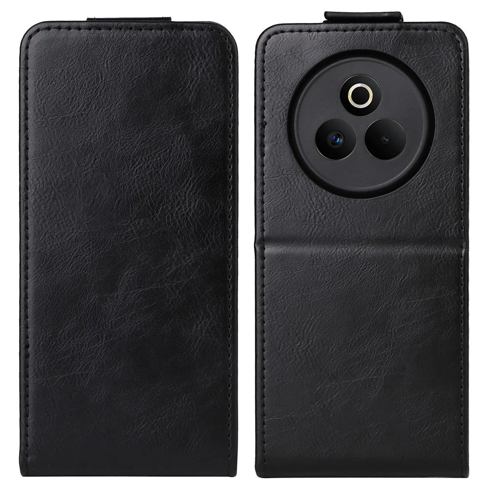 For Realme P3 Pro 5G Stand Case Magnetic Clasp Vertical Flip Leather Phone Cover with Card Holder - Black - 1