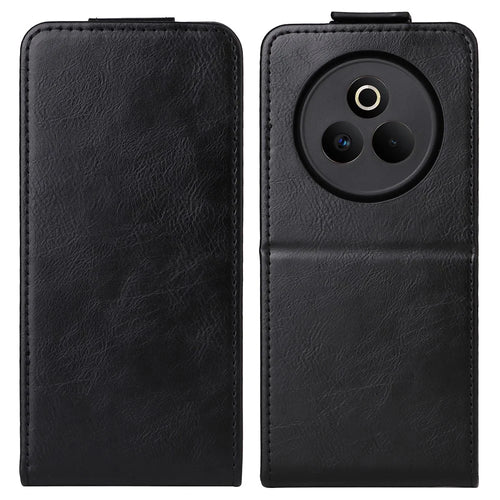 For Realme P3 Pro 5G Stand Case Magnetic Clasp Vertical Flip Leather Phone Cover with Card Holder - Black - 1