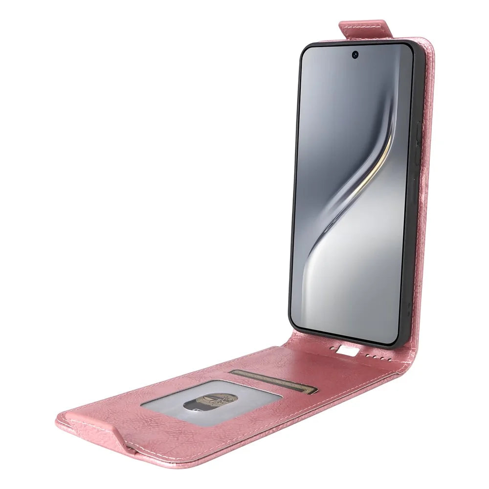 For TECNO Camon 40 Premier 5G Stand Case Magnetic Clasp Vertical Flip Leather Phone Cover with Card Holder - Rose Gold - 2