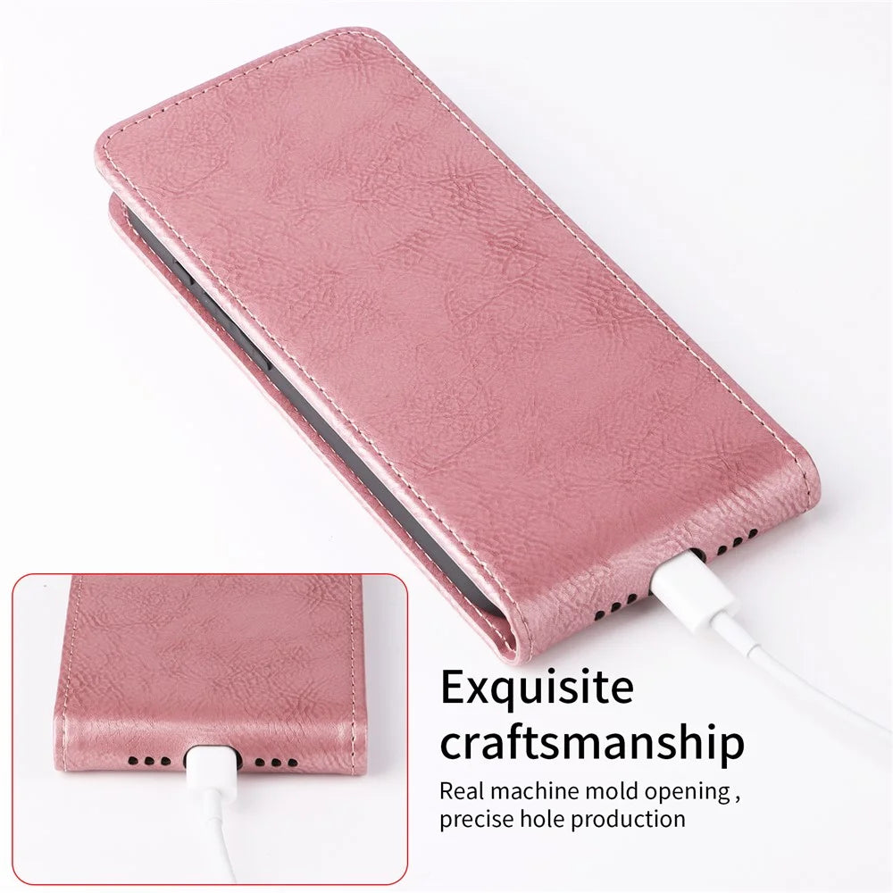 For TECNO Camon 40 Premier 5G Stand Case Magnetic Clasp Vertical Flip Leather Phone Cover with Card Holder - Rose Gold - 7