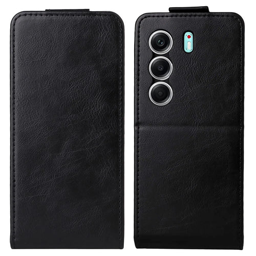For TECNO Camon 40 Pro 5G  /  4G Stand Case Magnetic Clasp Vertical Flip Leather Phone Cover with Card Holder - Black - 1
