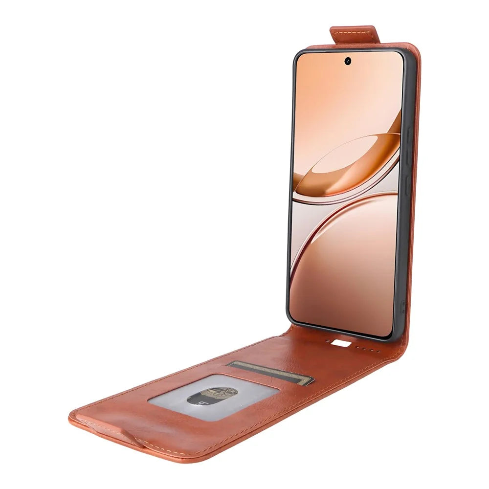 For vivo V50 Lite 5G Stand Case Magnetic Clasp Vertical Flip Leather Phone Cover with Card Holder - Orange - 2