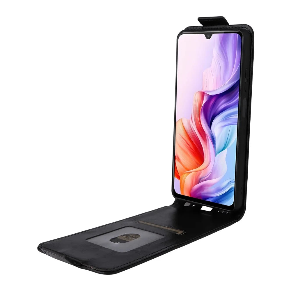 For ZTE Blade V70 Max Stand Case Magnetic Clasp Vertical Flip Leather Phone Cover with Card Holder - Black - 2