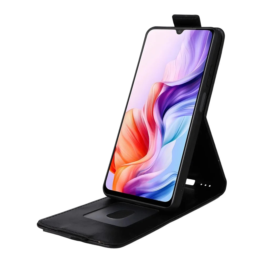 For ZTE Blade V70 Max Stand Case Magnetic Clasp Vertical Flip Leather Phone Cover with Card Holder - Black - 3