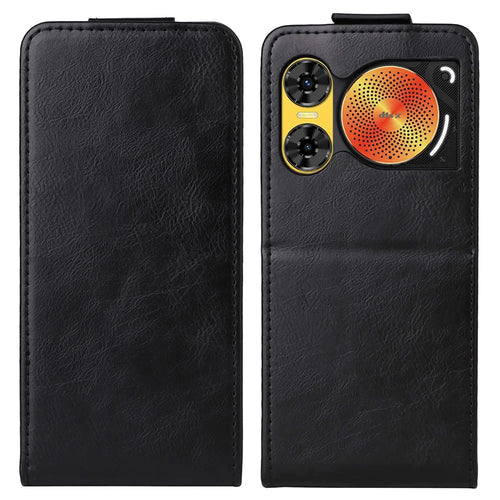 For ZTE nubia Music 2 Stand Case Magnetic Clasp Vertical Flip Leather Phone Cover with Card Holder - Black - 1