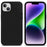 For iPhone 14 Solid Silicone Phone Case Soft Fiber Lining Anti-Scratch Shockproof Back Cover - Black - 2