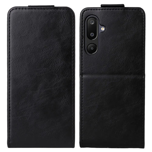 For Samsung Galaxy M16 5G  /  F16 5G Stand Case Magnetic Clasp Vertical Flip Leather Phone Cover with Card Holder - Black - 1