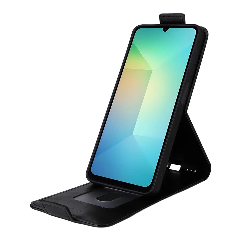 For Samsung Galaxy M16 5G  /  F16 5G Stand Case Magnetic Clasp Vertical Flip Leather Phone Cover with Card Holder - Black - 3