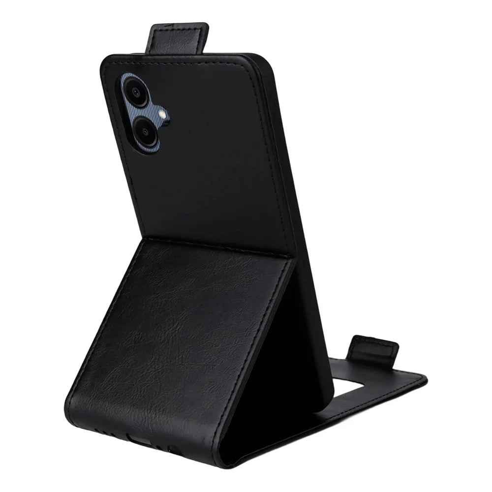 For Samsung Galaxy M16 5G  /  F16 5G Stand Case Magnetic Clasp Vertical Flip Leather Phone Cover with Card Holder - Black - 4